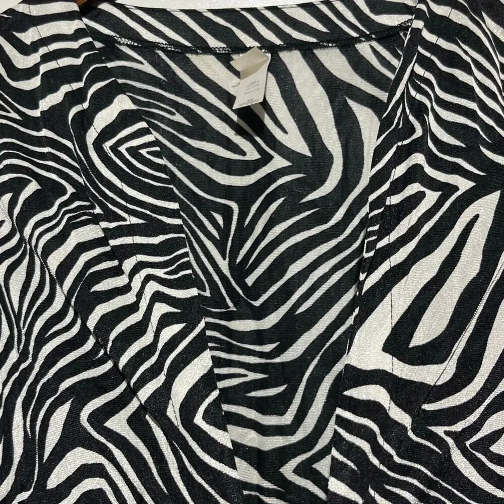 Victoria's Secret Women's Black White Zebra Print V-Neck Long‎ Sleeve Dress XS